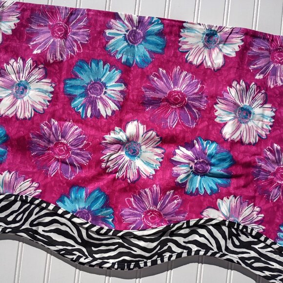 WAVERLY Kids Curtain Valances Daisy Hot Pink Zebra Print Pair NEW Girls Room Vtg - Picture 5 of 12